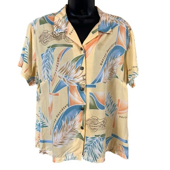 Vintage Harley Davidson | Tori Richard Collab Tropical Hawaiian Shirt - Picture 1 of 12